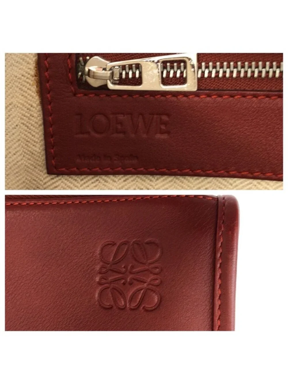 Loewe Anagram New Toledo Red Silver Leather Business Briefcase